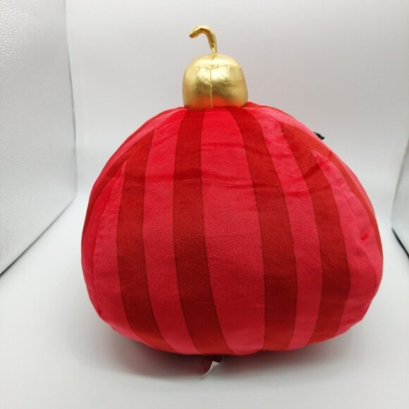 Linzy Christmas Ornament Plush Red Striped Gold Green Holly Smile Face 13" - Picture 4 of 9